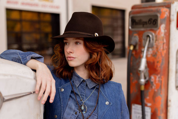 Brown Wide Brim Jamie Slye Fedora Classic US Made Hats for Men and Women – Jamie Slye Hats +  main image 2