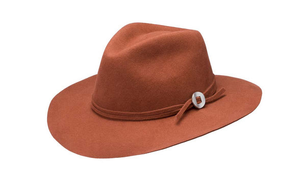 Fedora Cap Burnt Orange Fedora The Phoebe Wool Felt Wide Brim